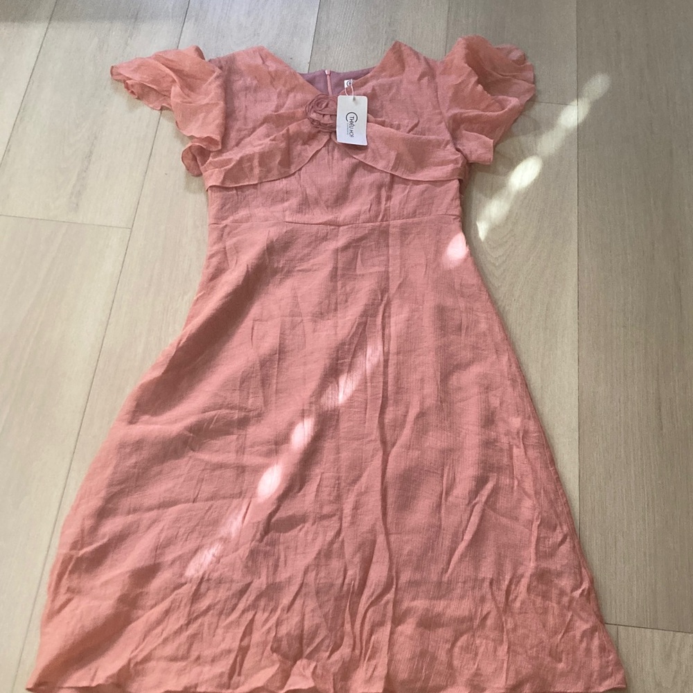 Girls' Coral Ruffle Sleeve Dress